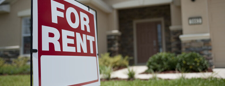 For Rent sign in front of new house